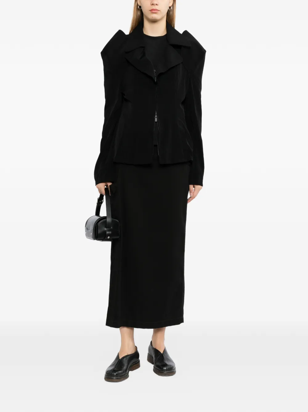 Yohji Yamamoto Crepe De Chine O schouderjack Zwart