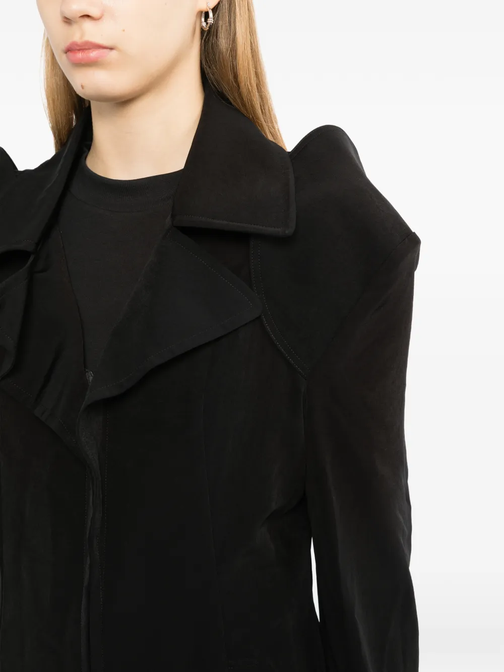 Yohji Yamamoto Crepe De Chine O schouderjack Zwart