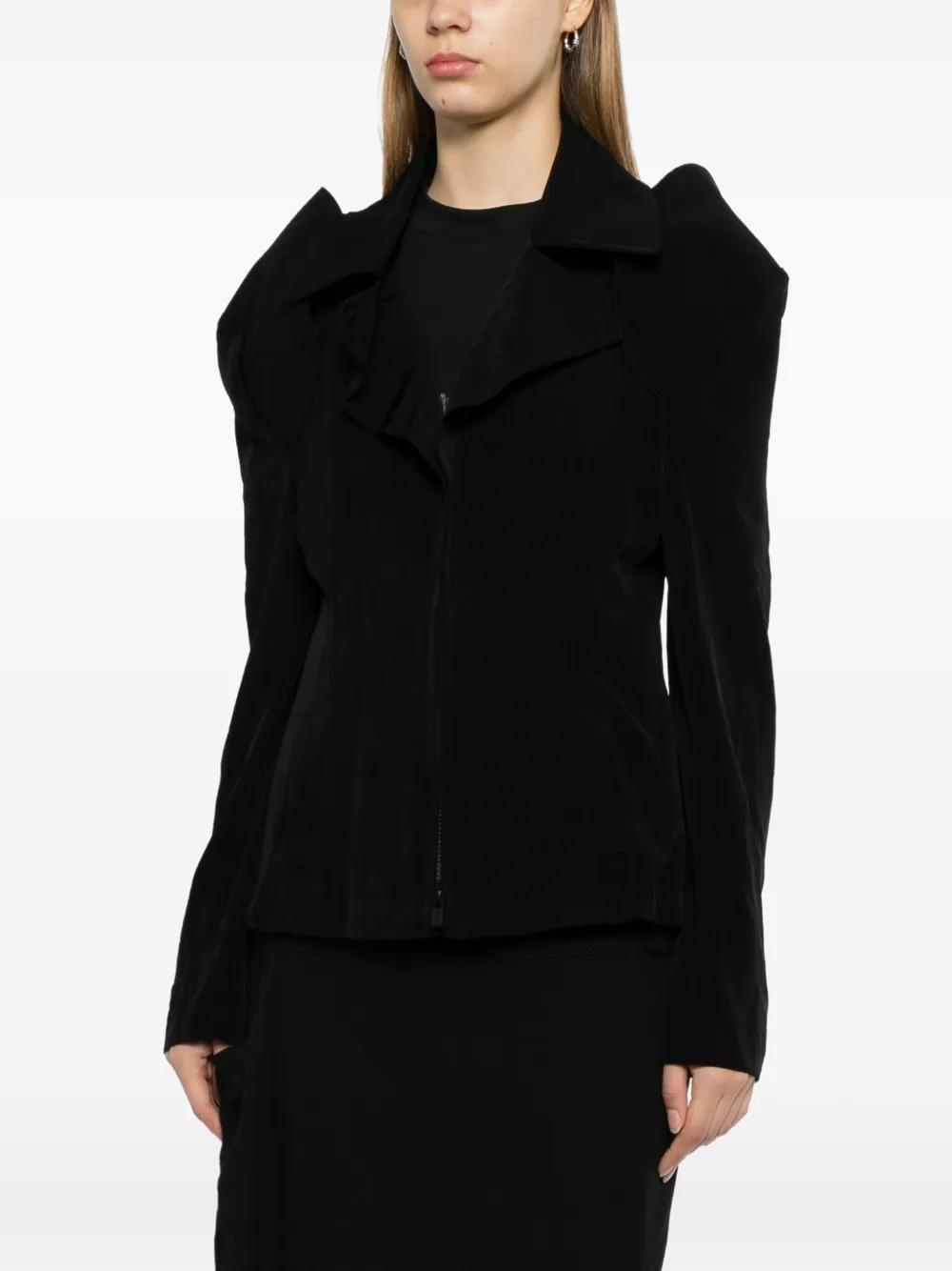 Yohji Yamamoto Crepe De Chine O schouderjack Zwart