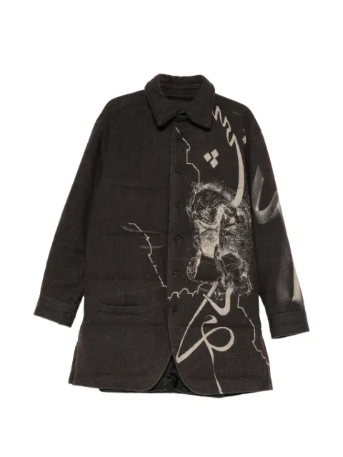 Yohji Yamamoto camisa capitonada con estampado gráfico
