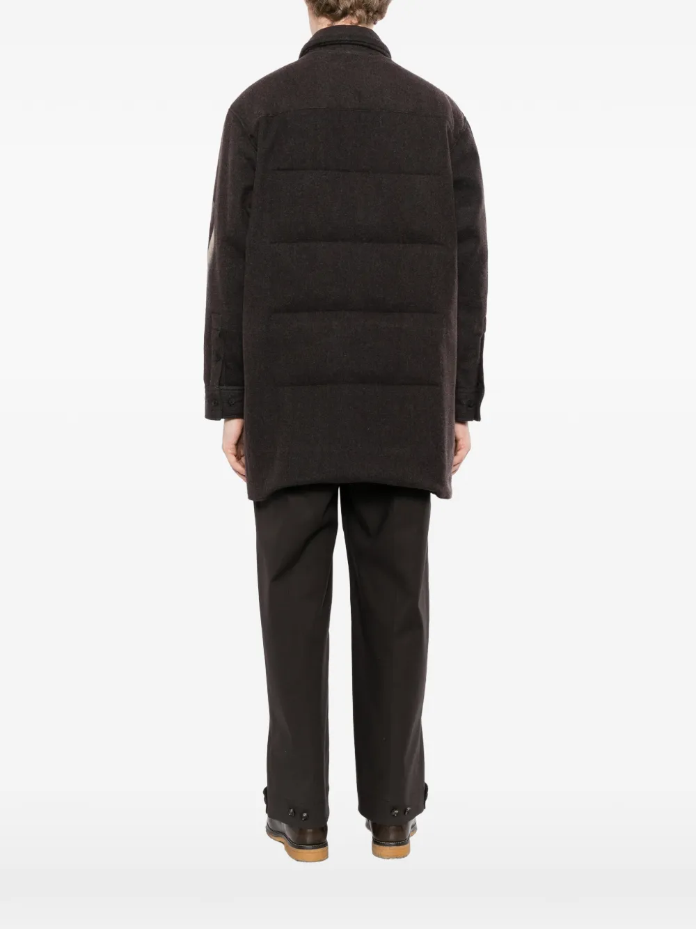 Yohji Yamamoto Gewatteerd overhemd met grafische print Bruin
