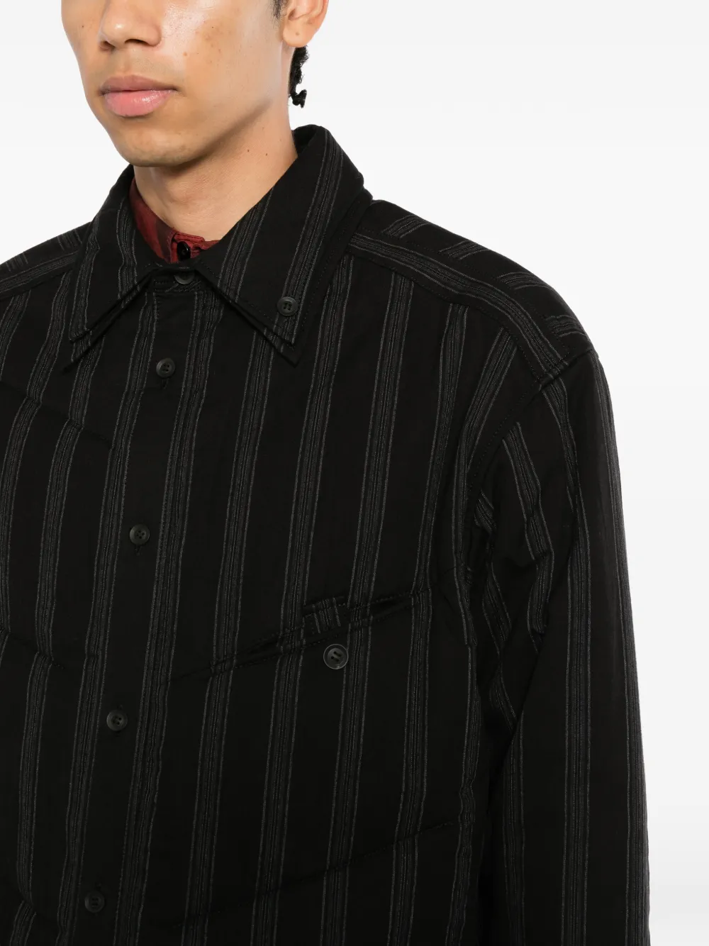 Yohji Yamamoto Diagonal padded shirt Blauw
