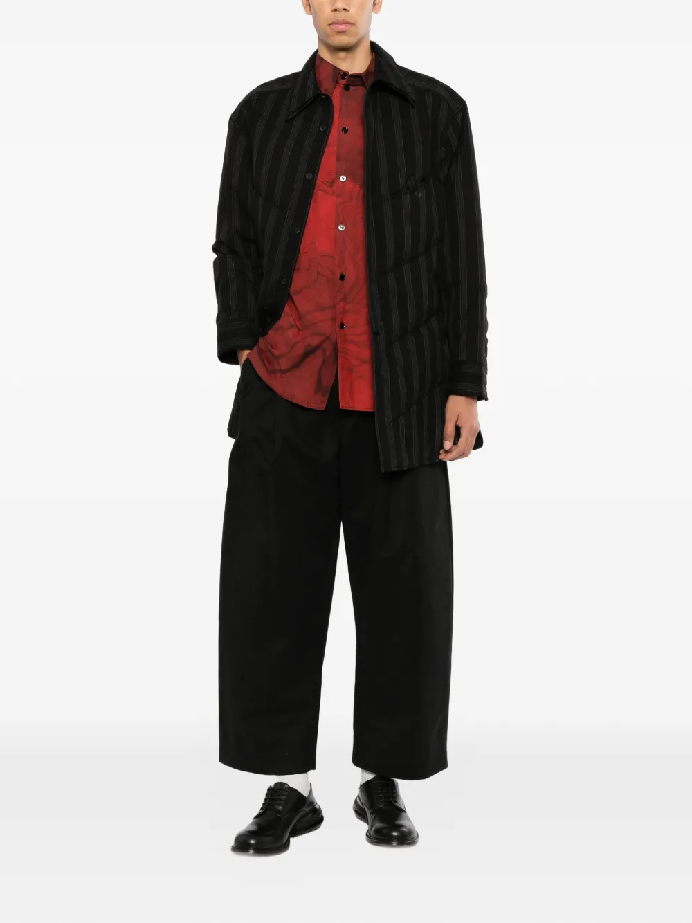 Yohji Yamamoto Diagonal padded shirt Blauw