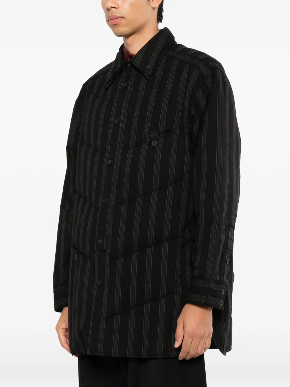 Yohji Yamamoto Diagonal padded shirt Blauw