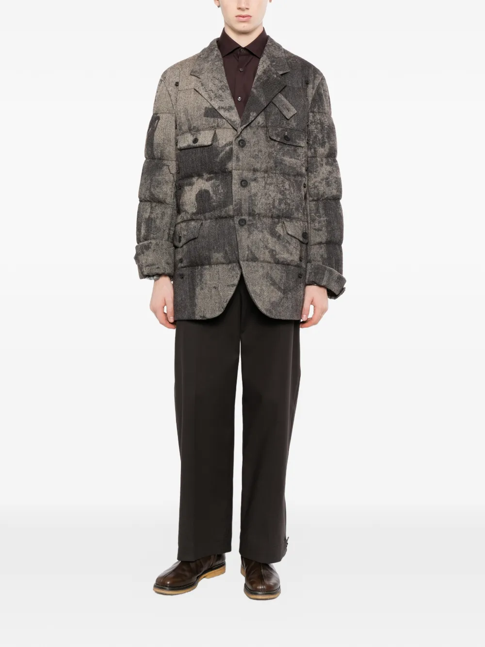 Yohji Yamamoto Gewatteerd jack met print Grijs