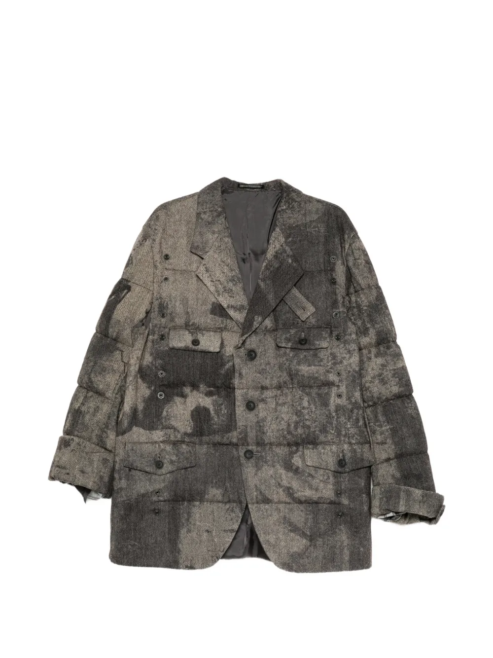 Yohji Yamamoto Wattierte Jacke mit Print - Grau