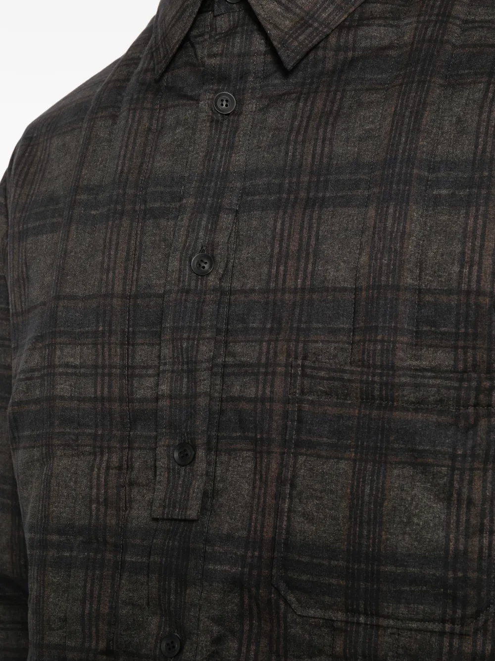 Yohji Yamamoto Madras gewatteerd geruit overhemd Grijs