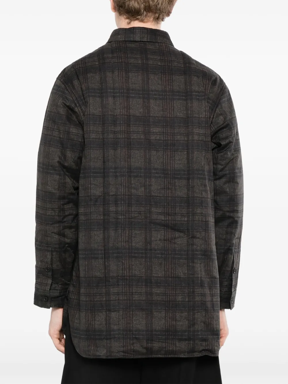 Yohji Yamamoto Madras gewatteerd geruit overhemd Grijs