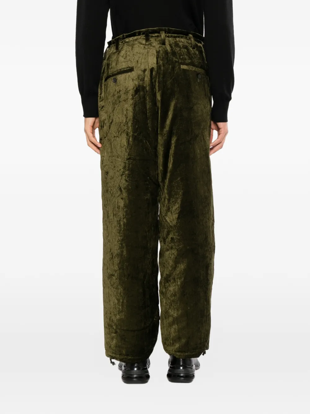 Yohji Yamamoto Broek met klokzoom en koord Groen