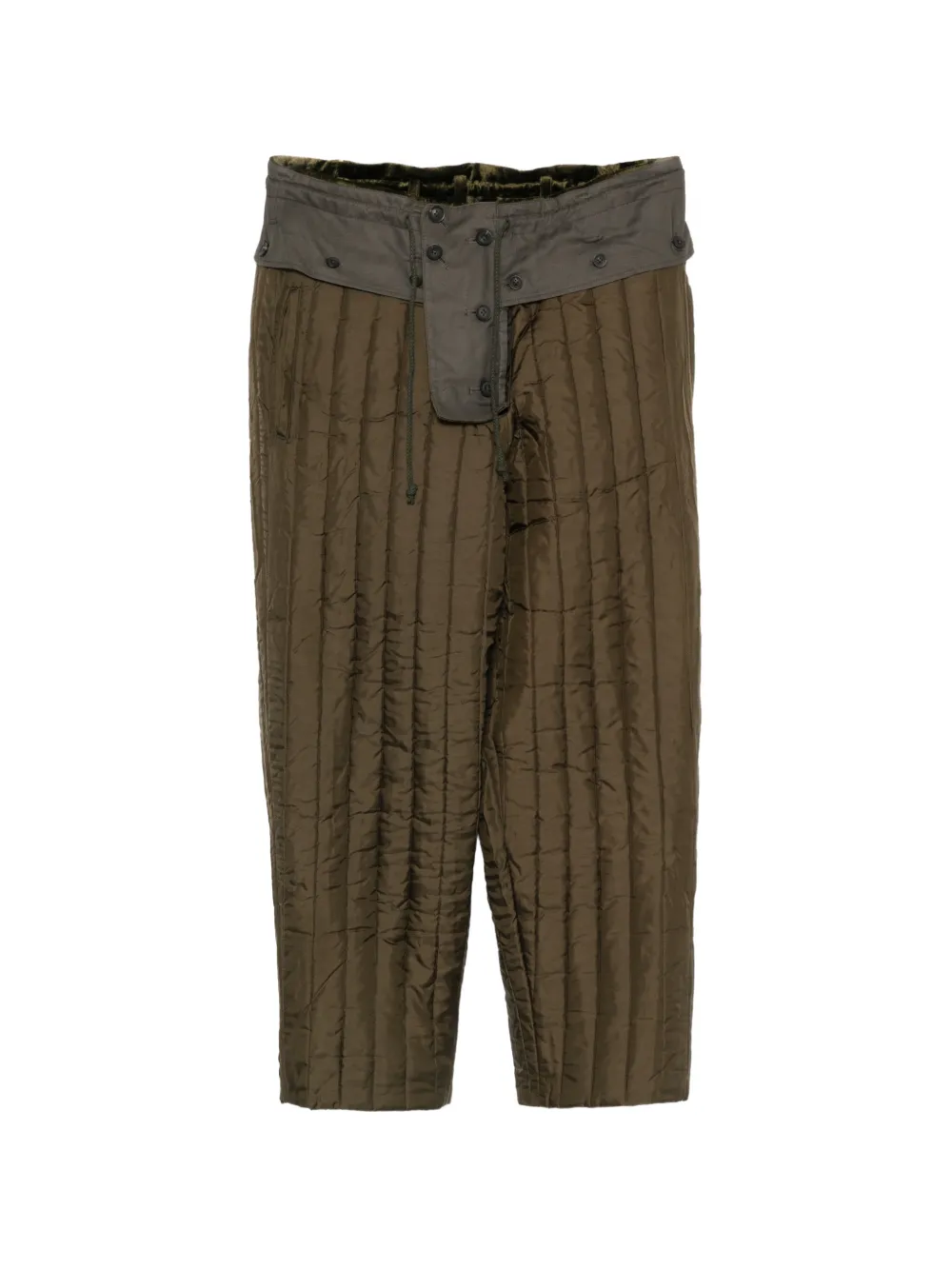 Yohji Yamamoto pantalon à lien de resserrage - Vert Yohji Yamamoto pantalon à lien de resserrage - Vert