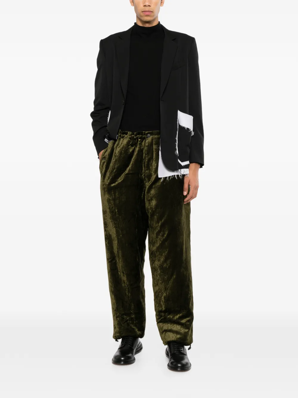Yohji Yamamoto Broek met klokzoom en koord Groen