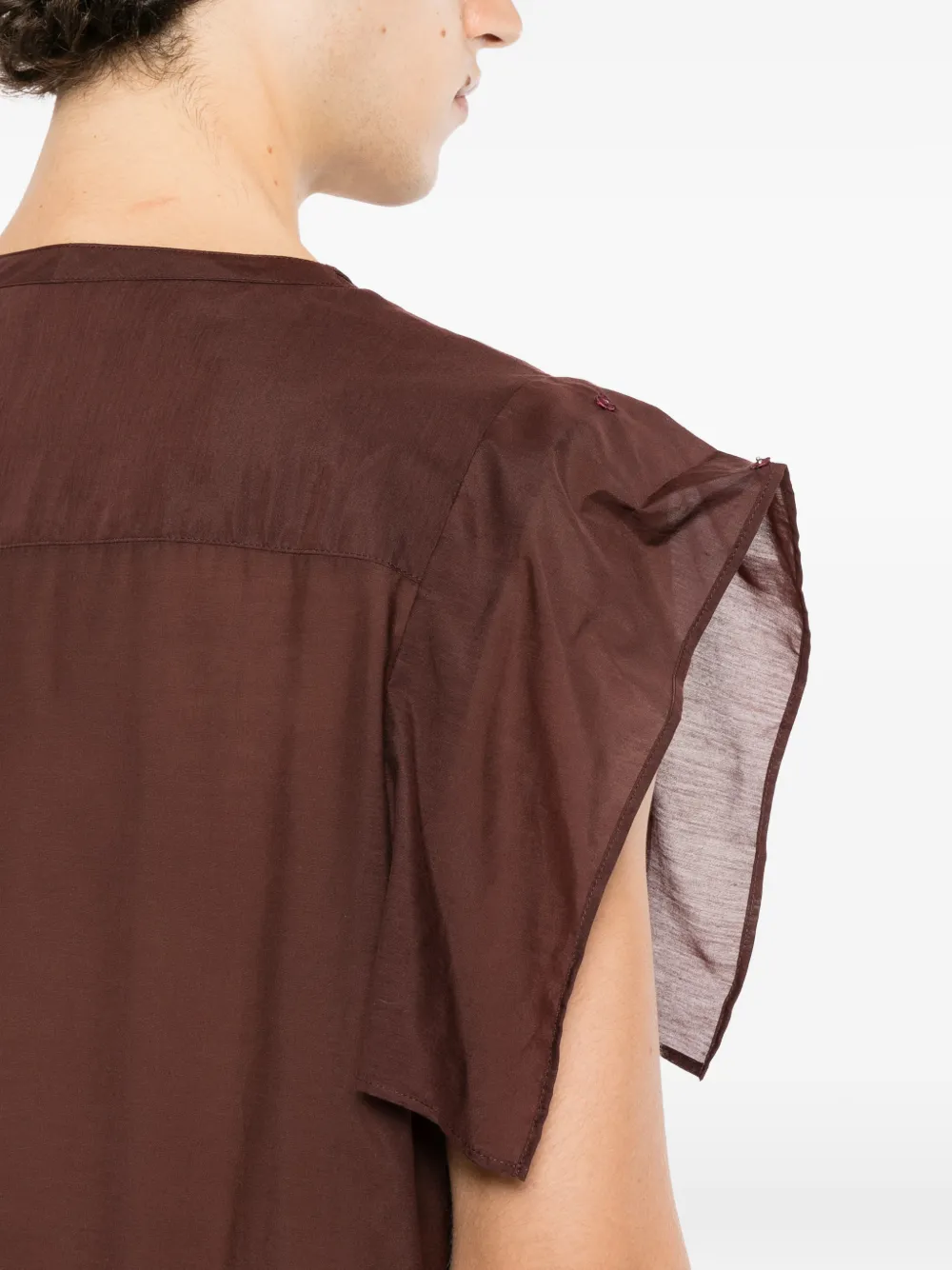 Yohji Yamamoto Human string-collar graphic-print shirt Rood