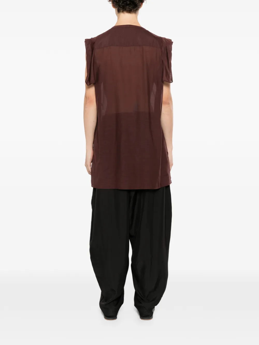 Yohji Yamamoto Human string-collar graphic-print shirt Rood