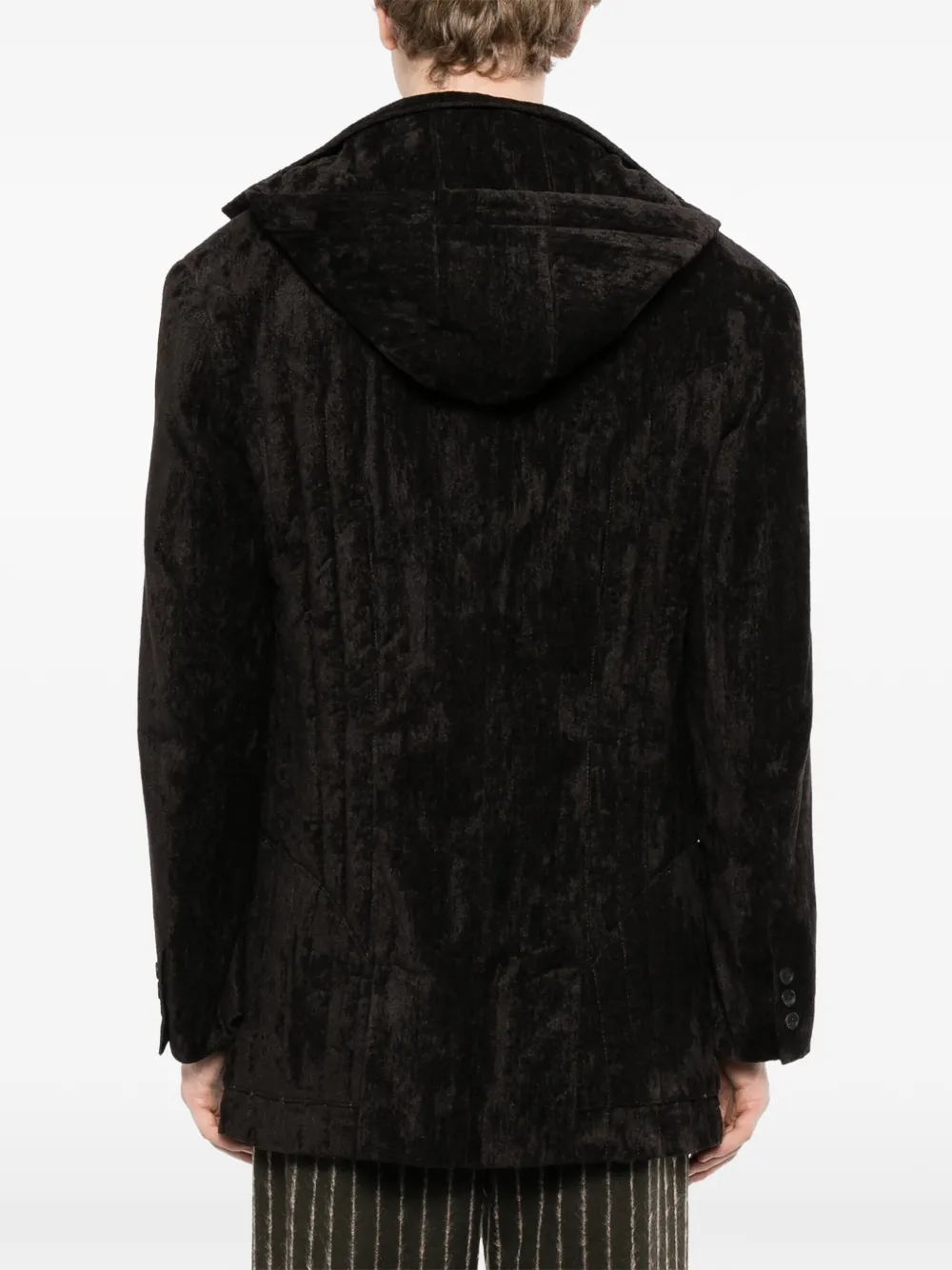 Yohji Yamamoto Gewatteerd jack met capuchon Zwart