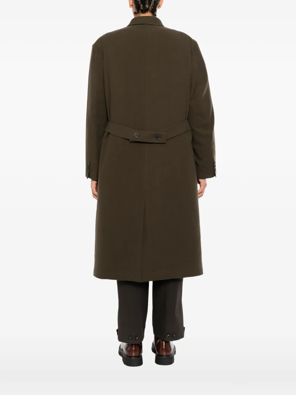 Yohji Yamamoto Flanellen jas met ceintuur Groen