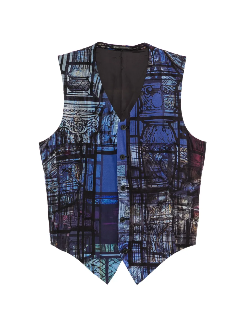 Yohji Yamamoto graphic-print button-up vest Zwart