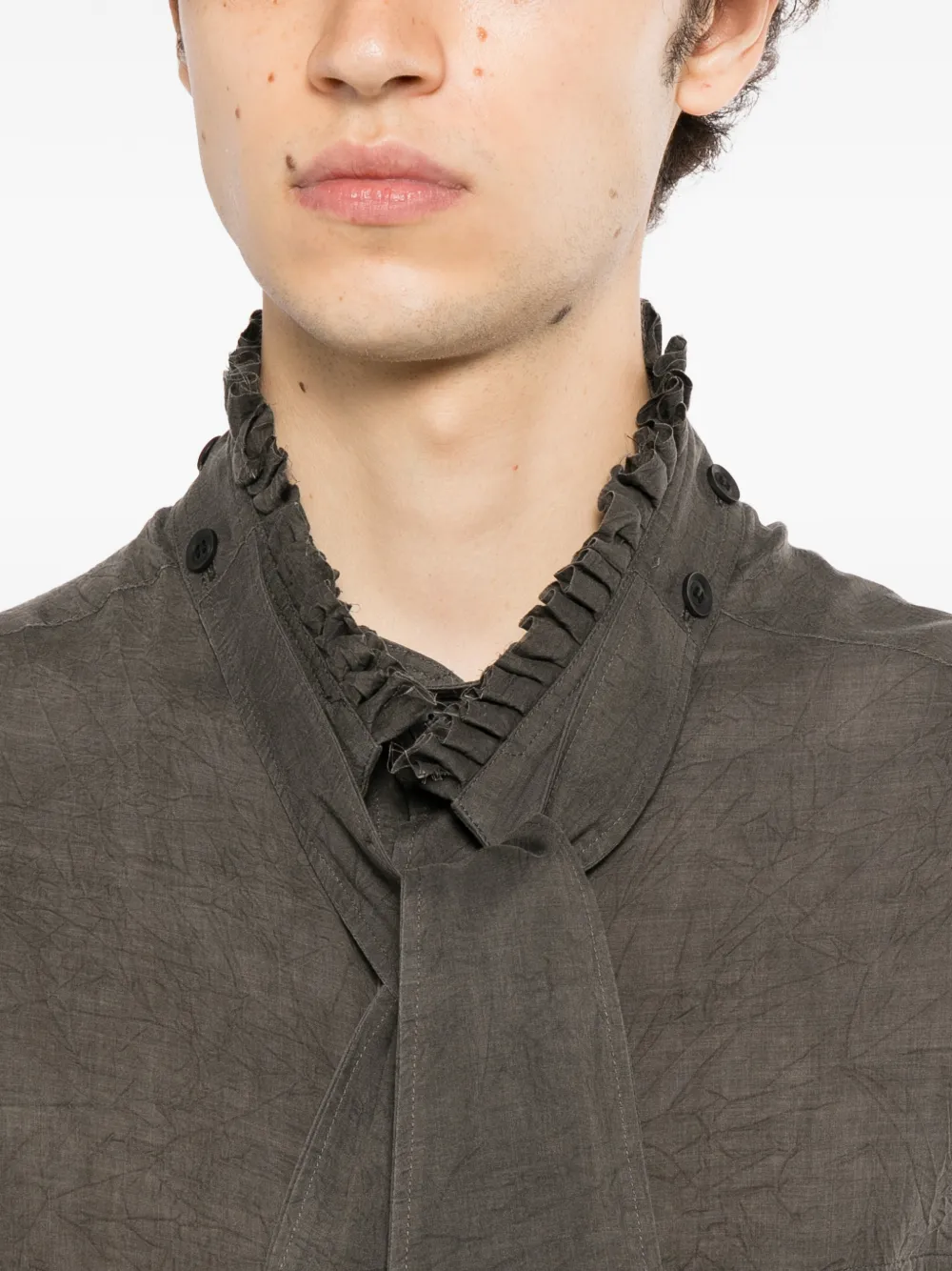 Yohji Yamamoto ruffled sleeveless shirt Grijs