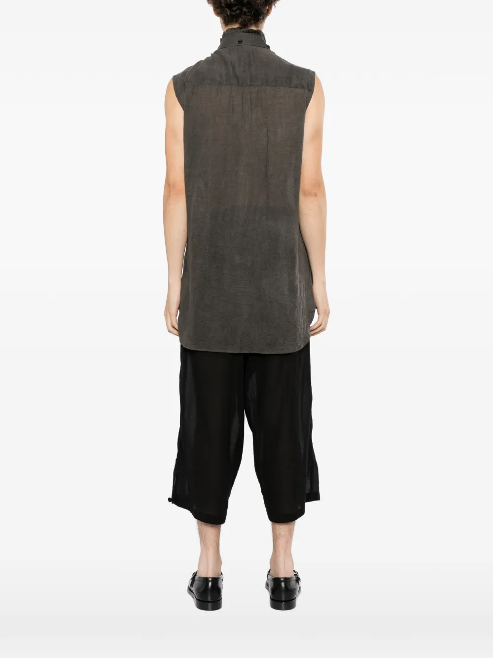 Yohji Yamamoto ruffled sleeveless shirt Grijs