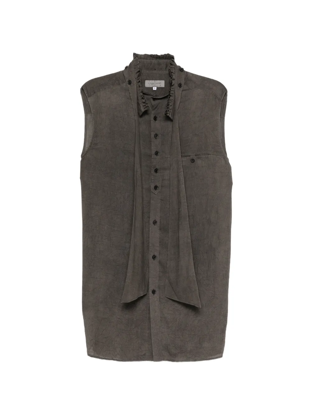 Yohji Yamamoto Camicia smanicata con ruches - Grigio