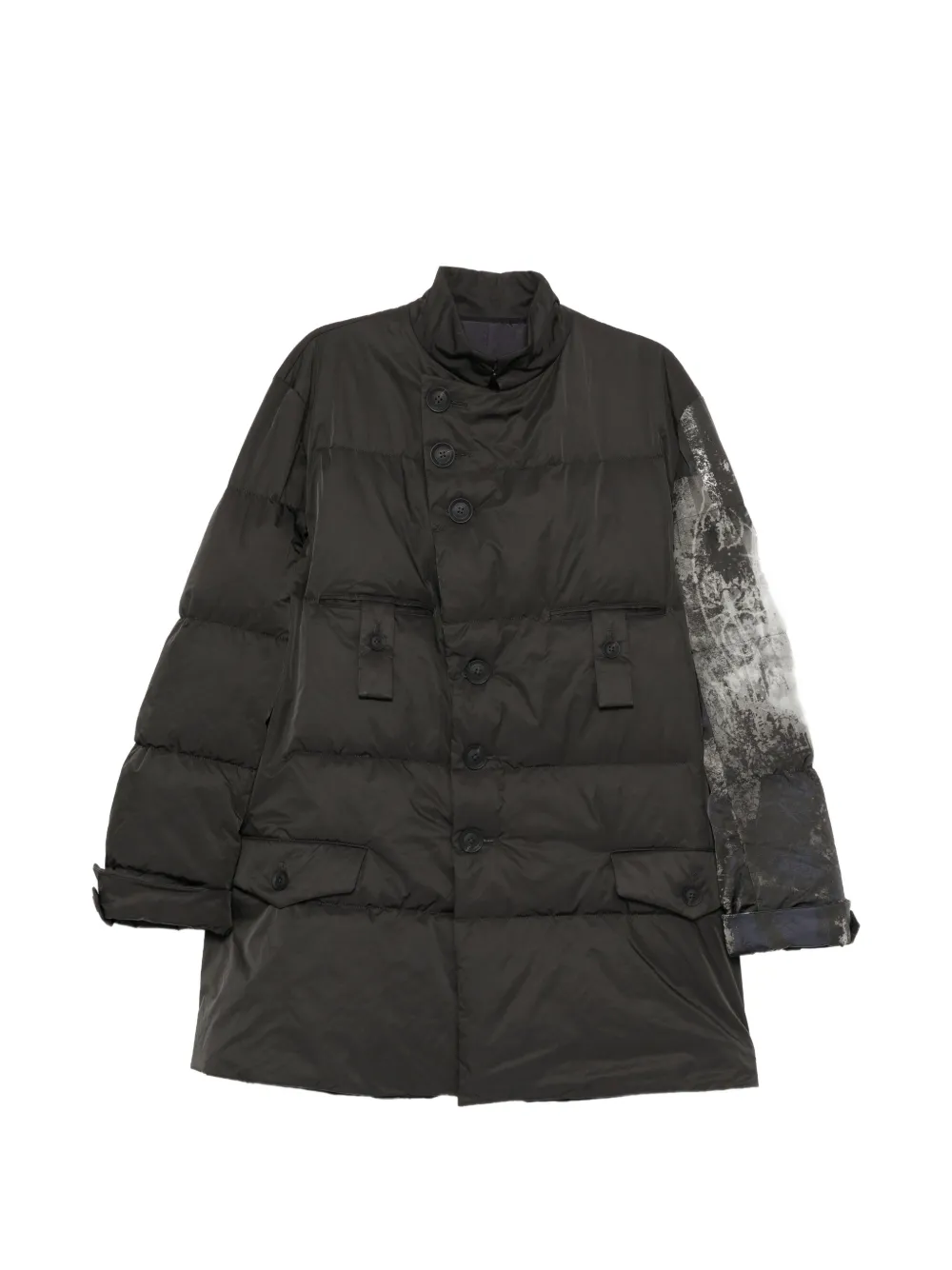 Yohji Yamamoto Piumino a collo alto con stampa grafica - Nero