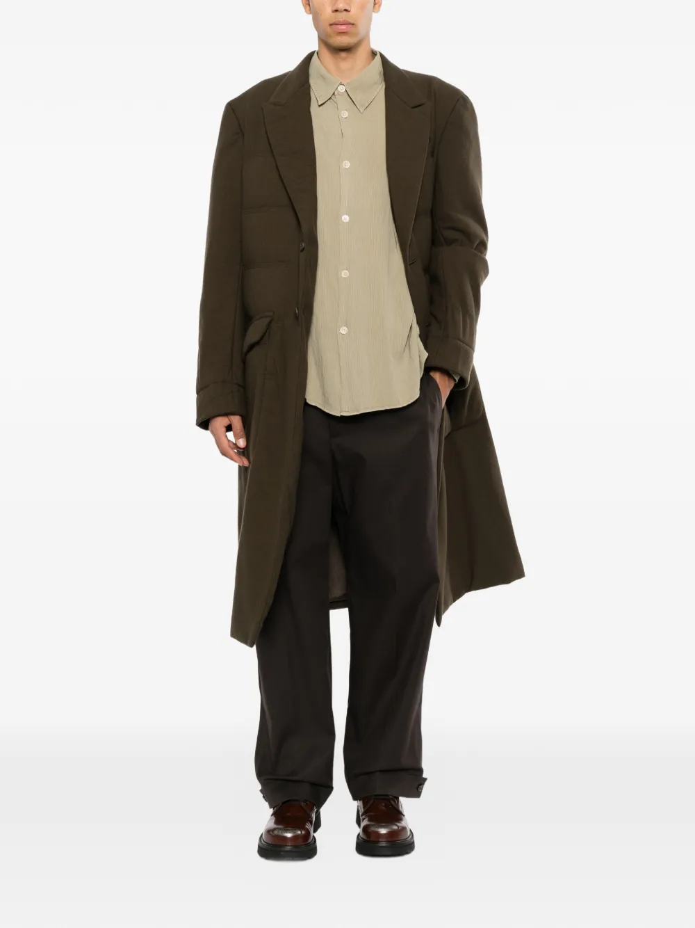 Yohji Yamamoto Gewatteerde jas met twee knopen Groen