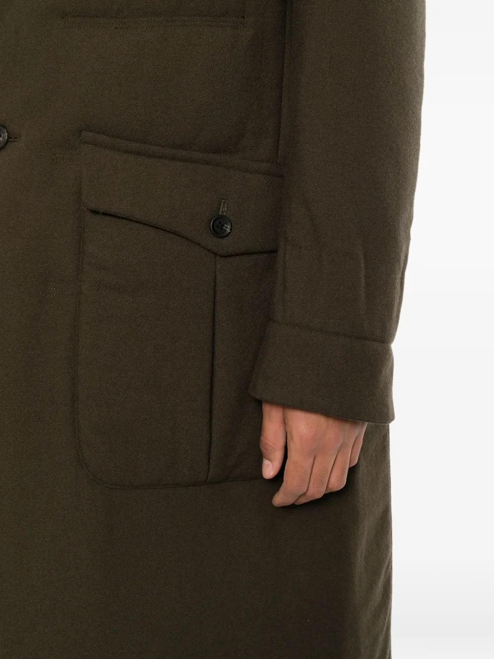 Yohji Yamamoto Gewatteerde jas met twee knopen Groen