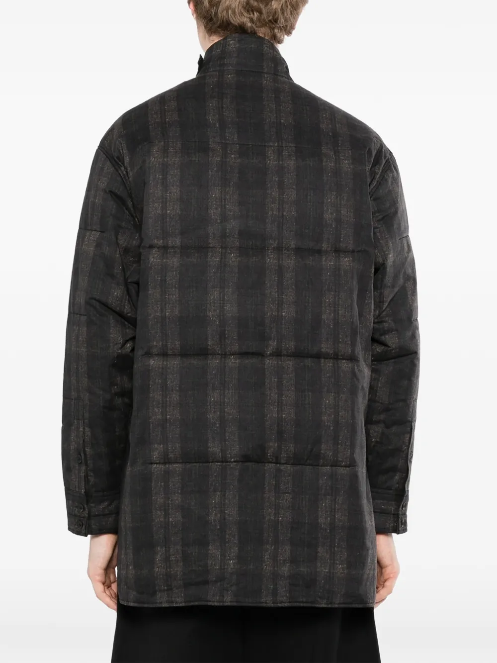 Yohji Yamamoto Madras Ink geruit gewatteerd overhemd Zwart