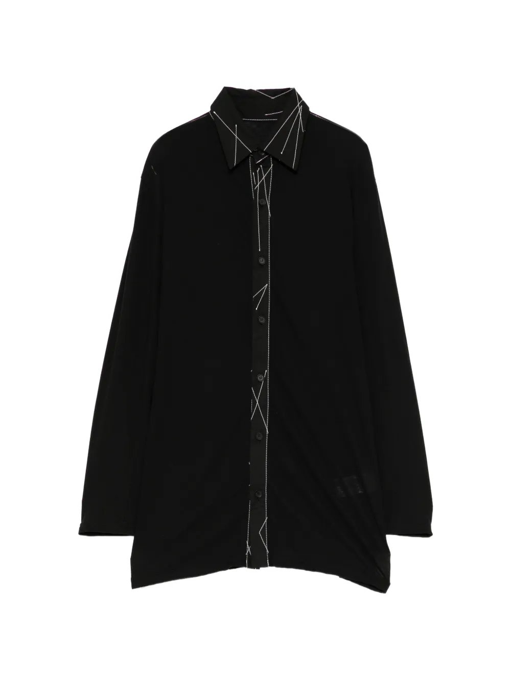 Yohji Yamamoto Blusa a maniche lunghe con cuciture - Nero