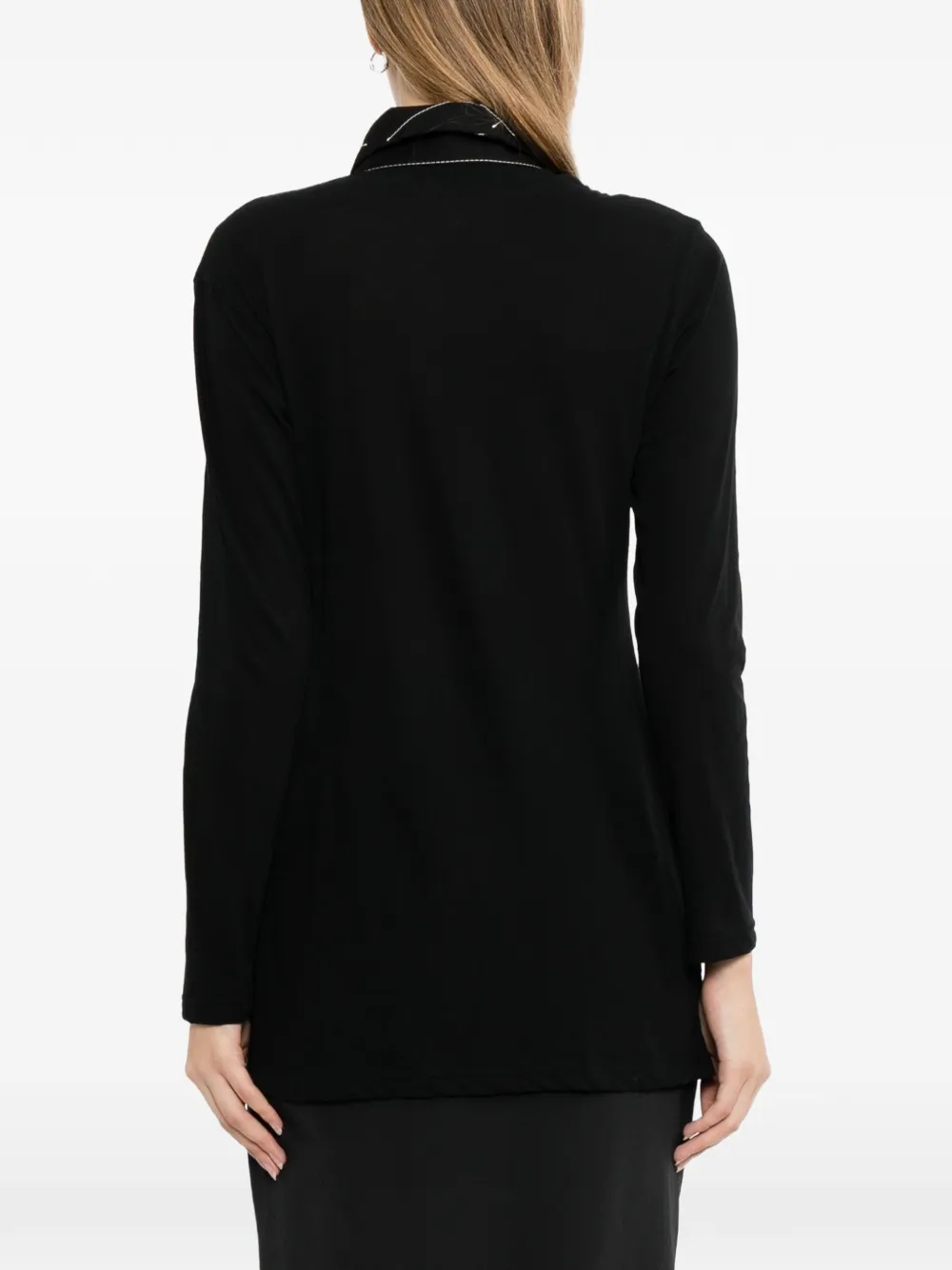 Yohji Yamamoto Blouse met lange mouwen en gekleurde stiksels Zwart