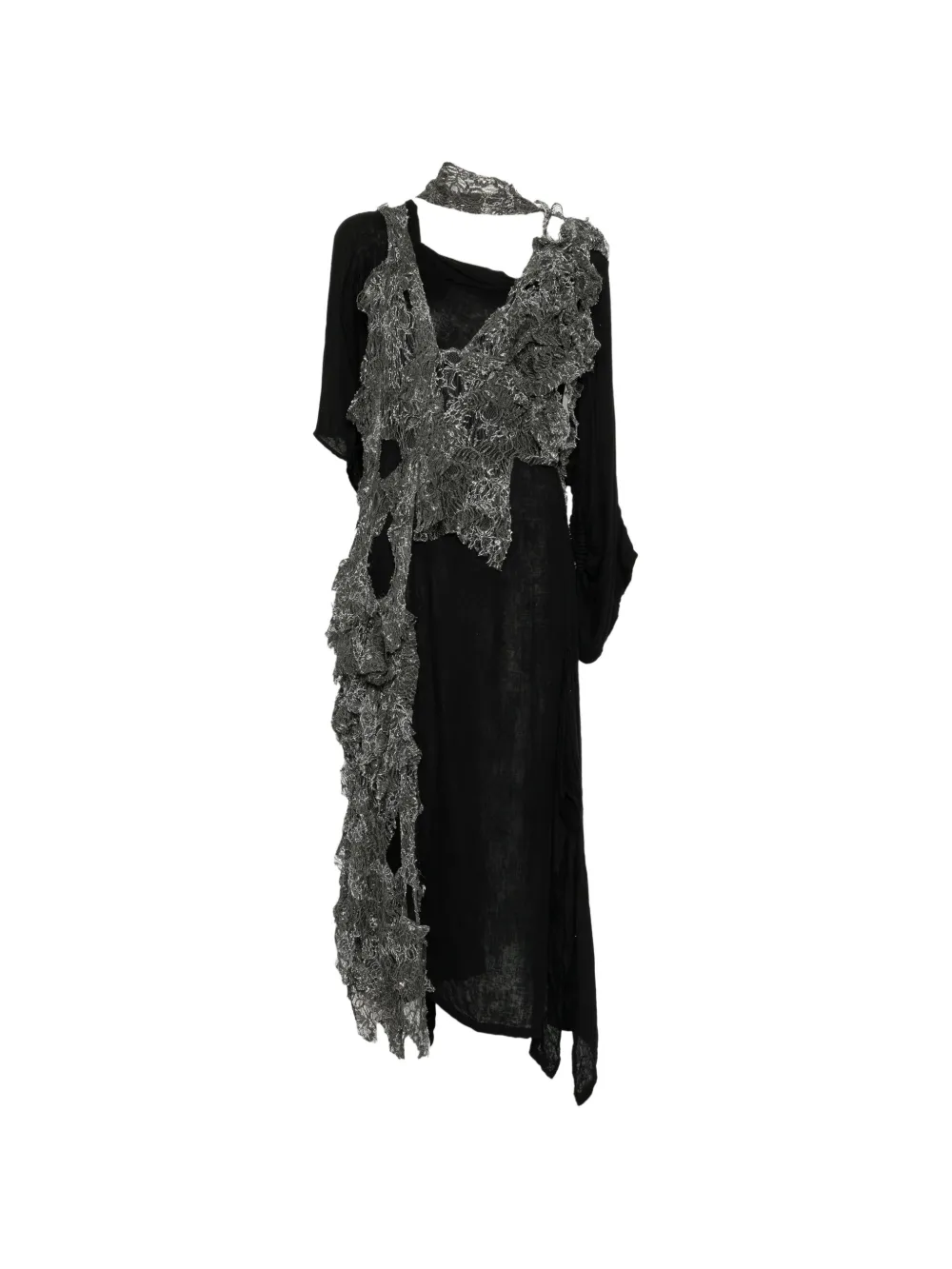 Yohji Yamamoto Abito a strati in pizzo glitterato - Nero