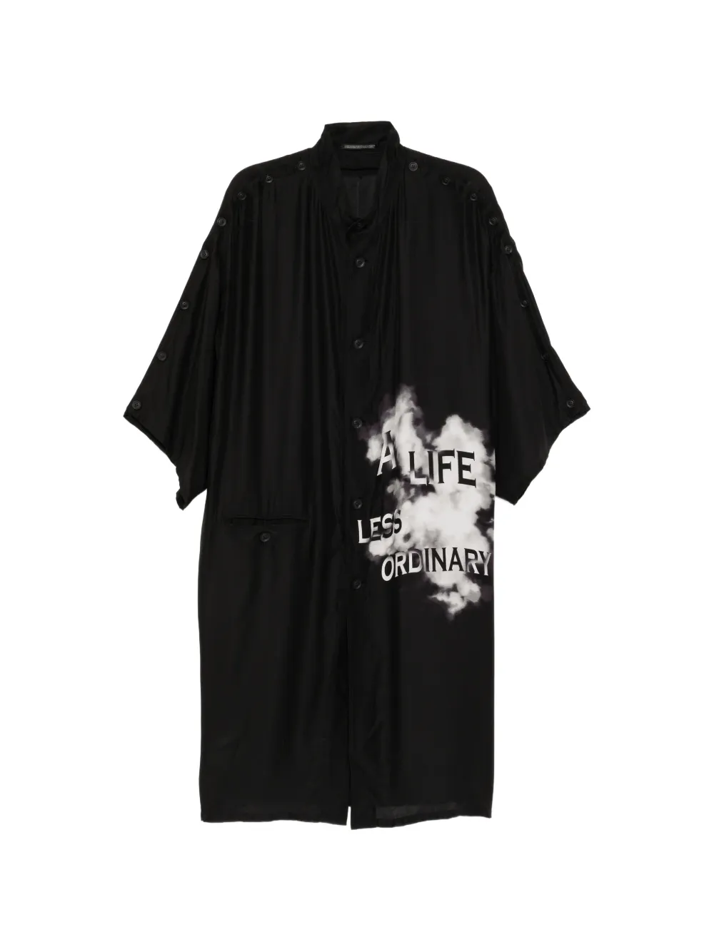 Yohji Yamamoto Cappotto con stampa fumé e abbottonatura - Nero