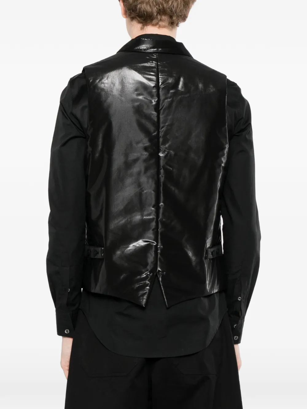 Yohji Yamamoto Biwa Lake gilet met print Zwart