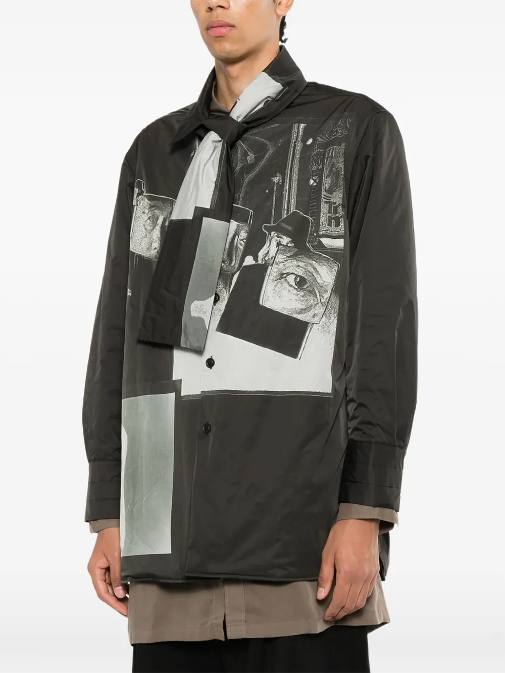 Yohji Yamamoto Gewatteerd overhemd met stola-detail Zwart