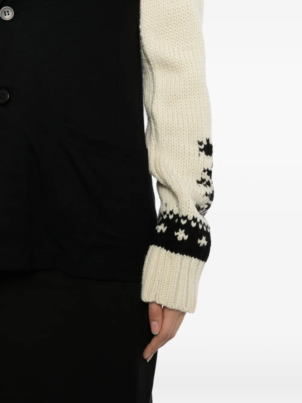 Yohji Yamamoto Vest van wol met sneeuw-patroon Zwart