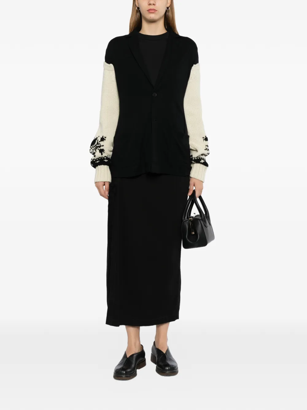 Yohji Yamamoto Vest van wol met sneeuw-patroon Zwart