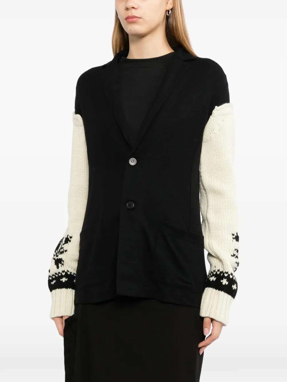 Yohji Yamamoto Vest van wol met sneeuw-patroon Zwart