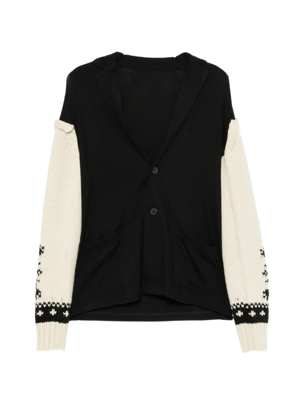 Yohji Yamamoto wool-interlock snow-pattern cardigan - Black