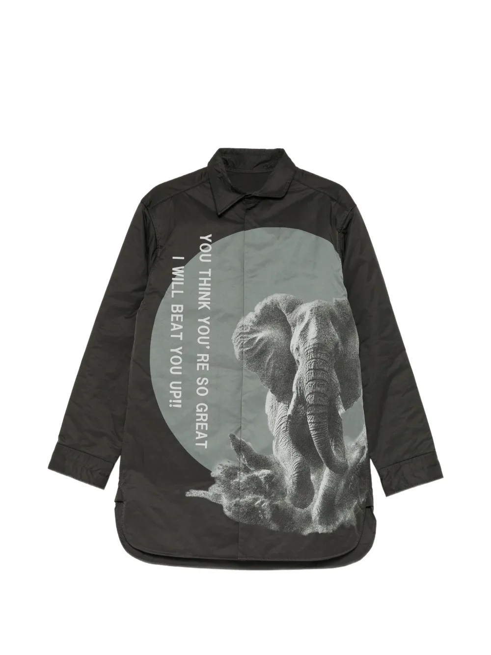 Yohji Yamamoto padded-collar graphic-print shirt - Nero