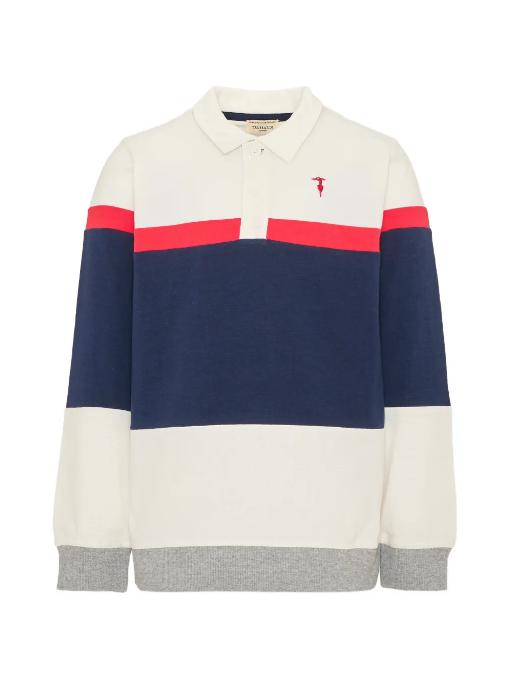 TRUSSARDI JUNIOR Poloshirt met colourblocking en lange mouwen Wit