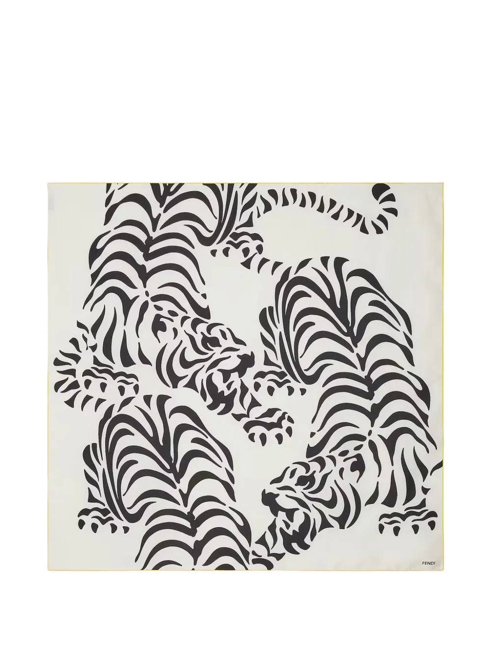 FENDI tiger-print silk scarf - Bianco