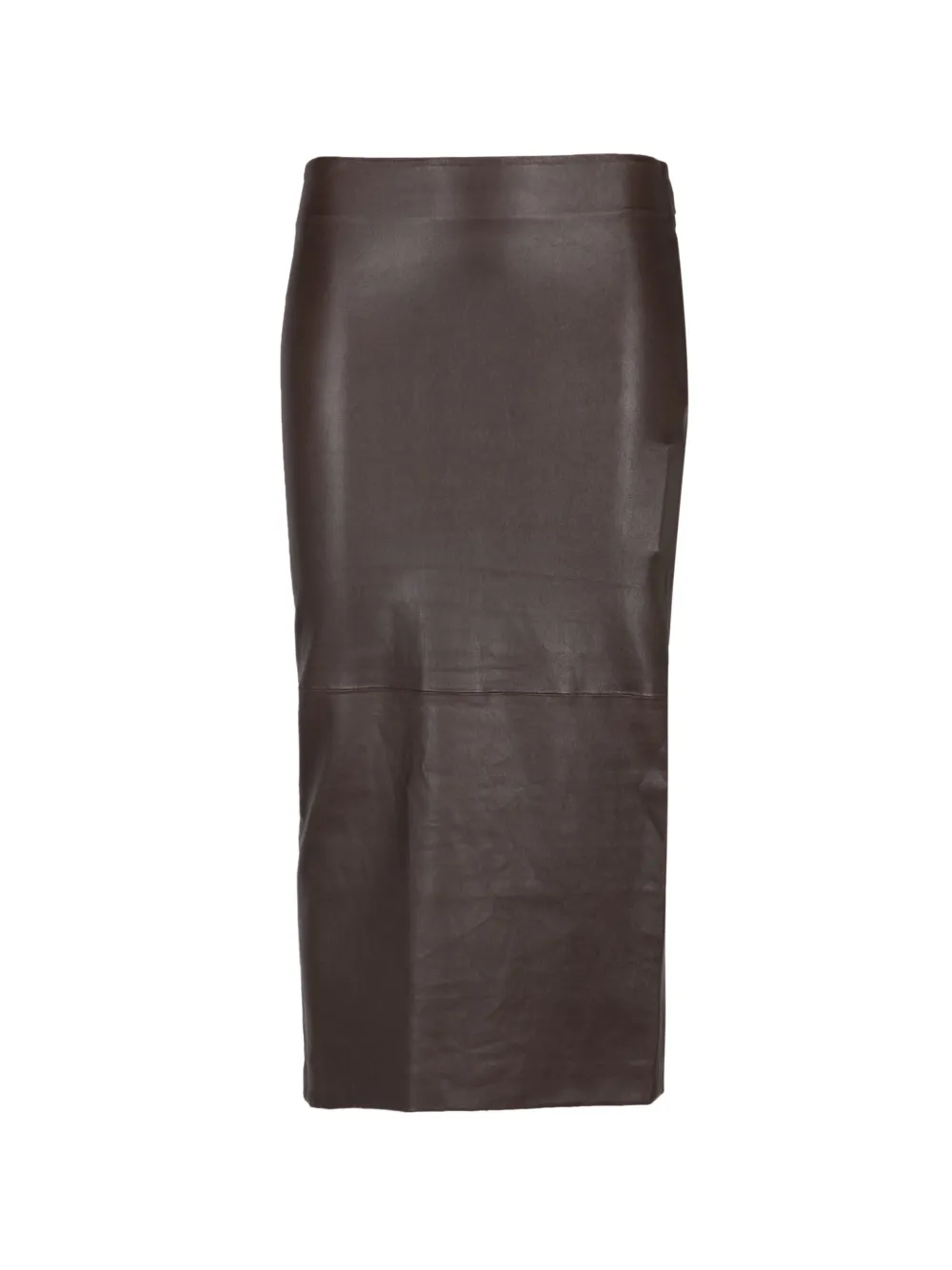 Sprwmn Leather Tube Midi Skirt In Brown