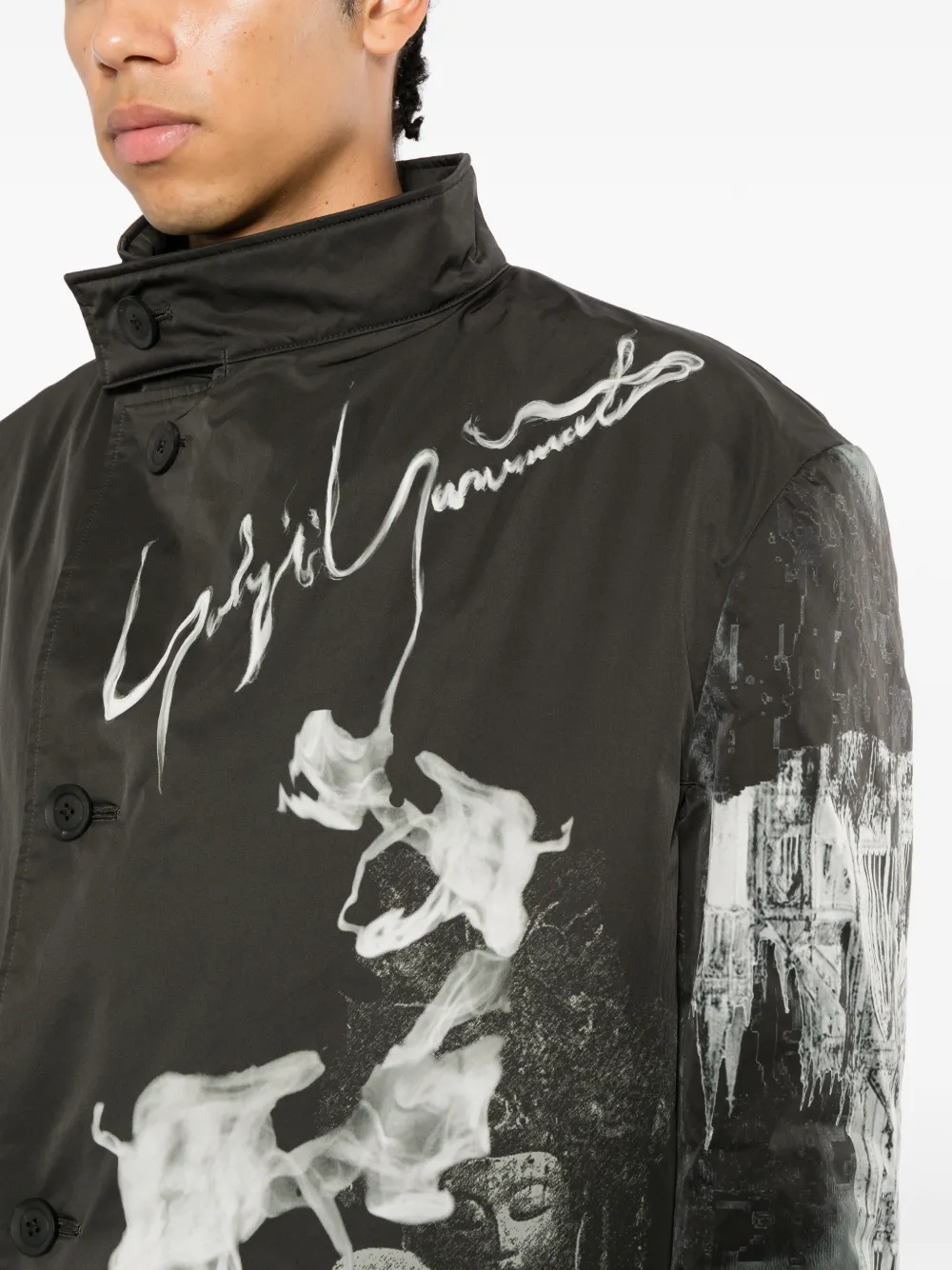 Yohji Yamamoto Smoking Gothic jack met print Zwart