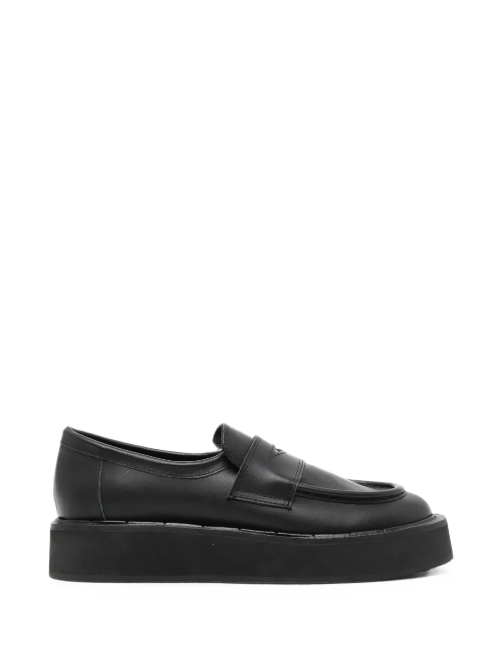 Yohji Yamamoto Mocassini con plateau in pelle liscia morbida - Nero