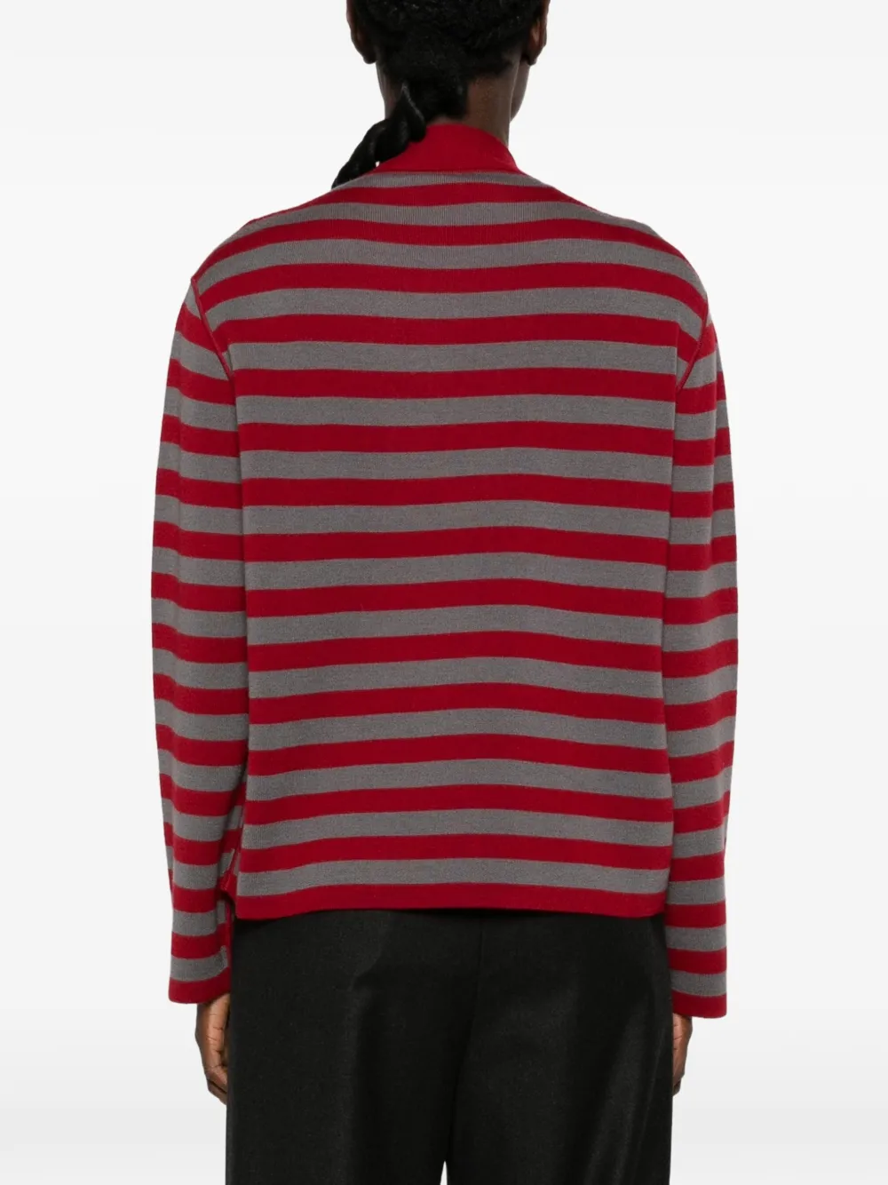 Emporio Armani Gestreept vest met lavallièrestrik Rood