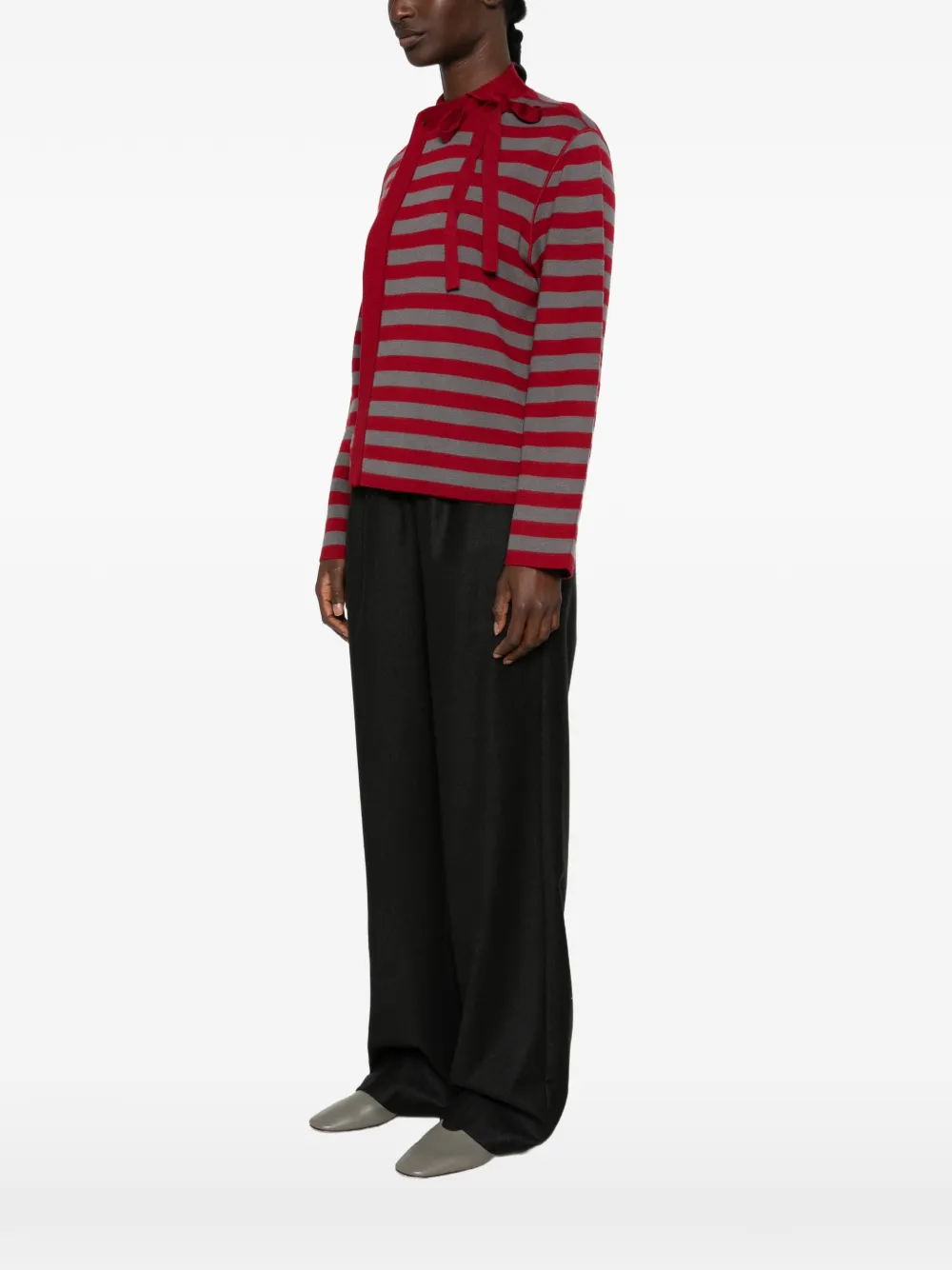 Emporio Armani Gestreept vest met lavallièrestrik Rood
