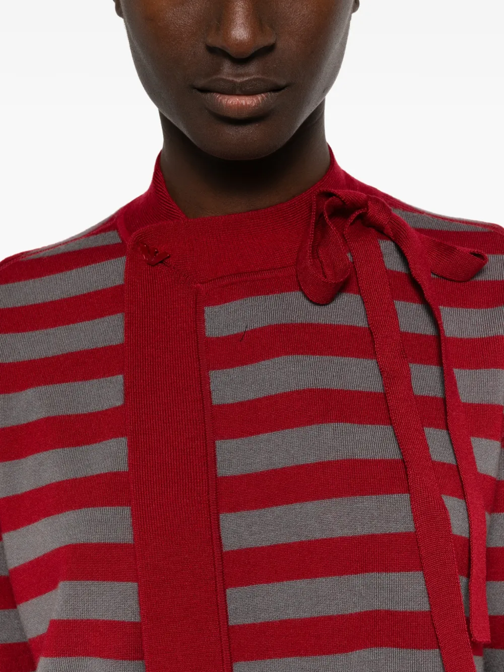 Emporio Armani Gestreept vest met lavallièrestrik Rood