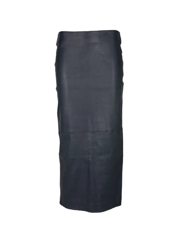 Sprwmn Carolyn Leather Midi Skirt in Blue
