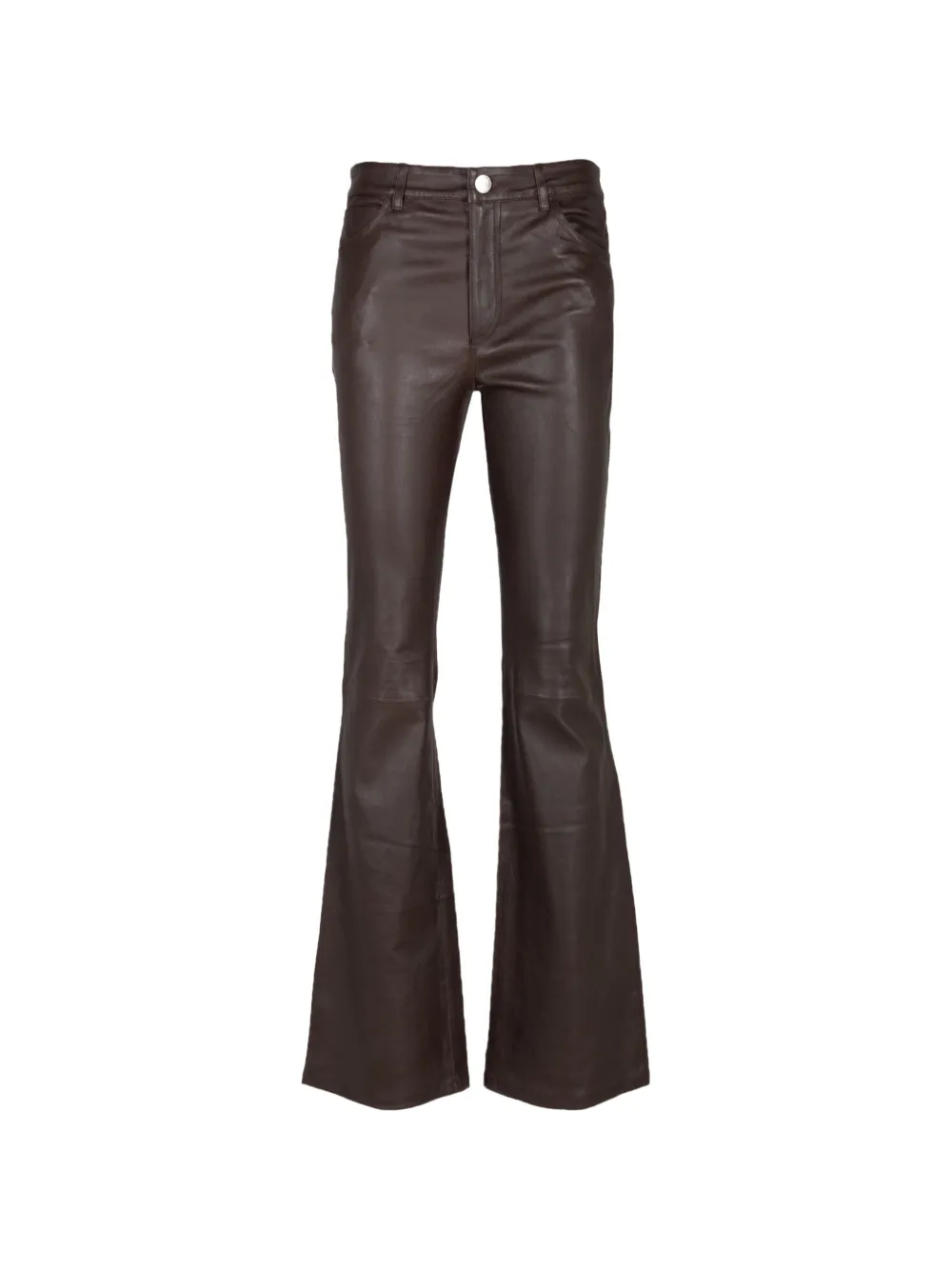 Sprwmn Flared Leather Trousers In Brown