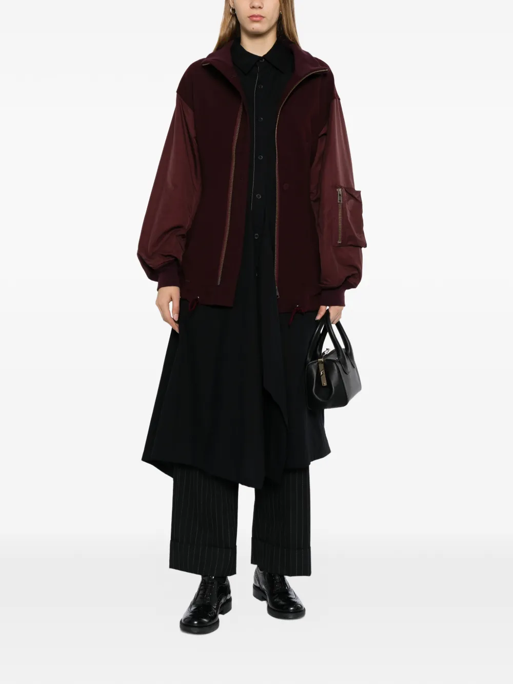 Yohji Yamamoto Flanellen bomberjack met coupenaden Rood