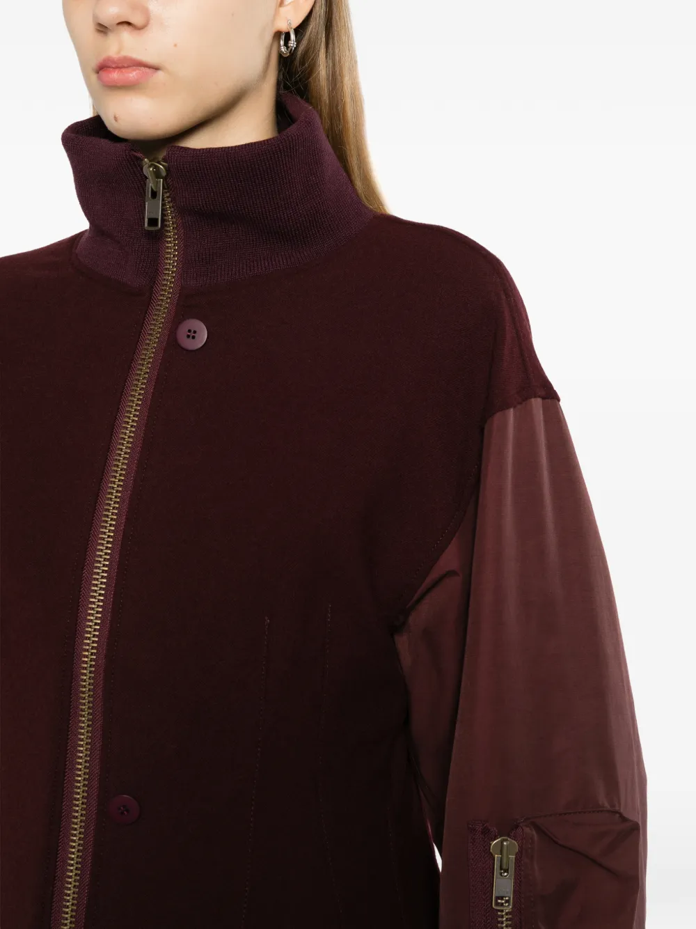 Yohji Yamamoto Flanellen bomberjack met coupenaden Rood